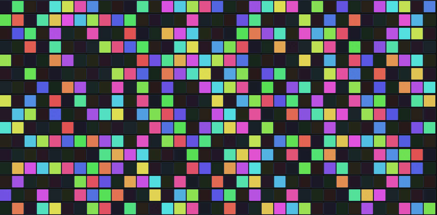 A grid of cells of various colors