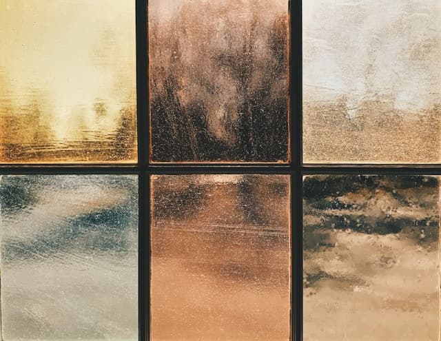 A grid of frosted windowpanes